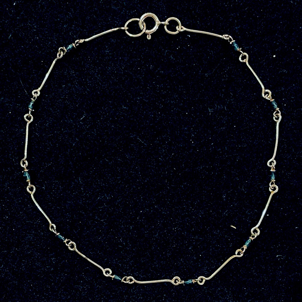 Sterling Silver and Blue Bead Anklet